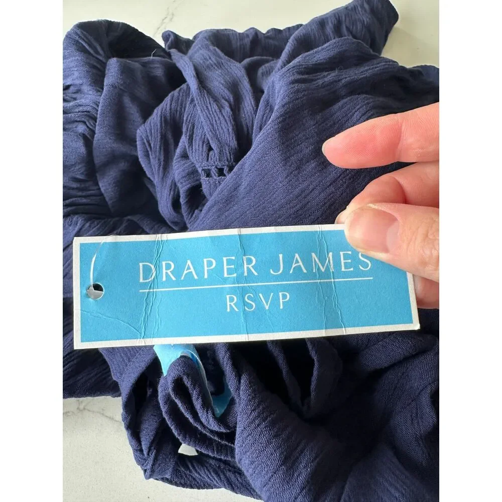 NWT Draper James Solid Tunic Caftan Swim Cover-up Nassau Navy Size XS